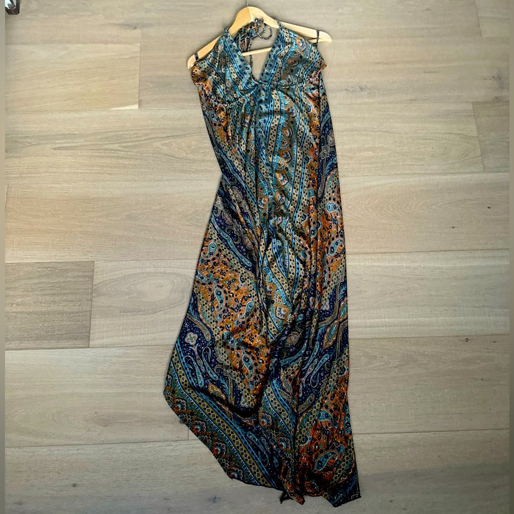 silk halter maxi dress |size small | made in PR